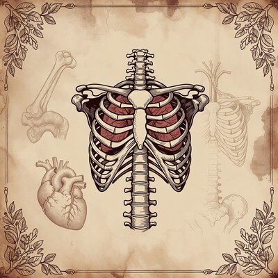 Human Skeleton Heart Anatomy Illustration