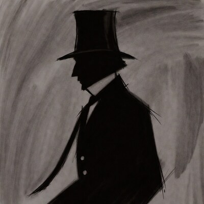 Silhouette of man in top hat