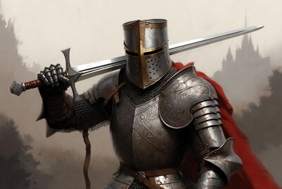 Knight holding sword in armor