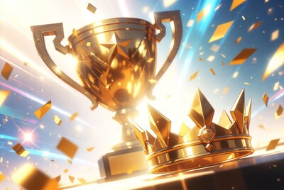 Golden Trophy and Crown with Particles