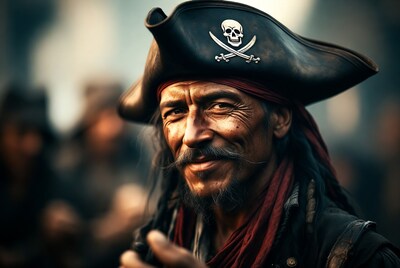Pirate man with skull hat
