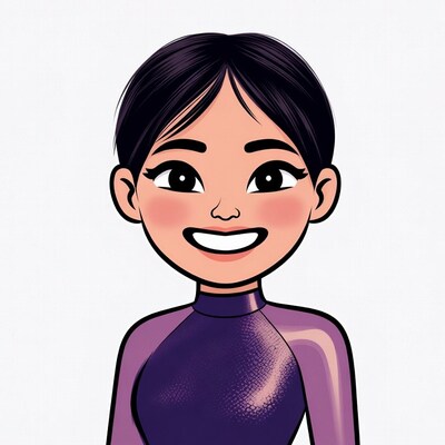Smiling Asian woman cartoon illustration