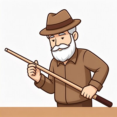 Elderly man holding pool cue