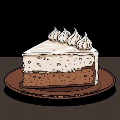 Slice of cake with whipped cream