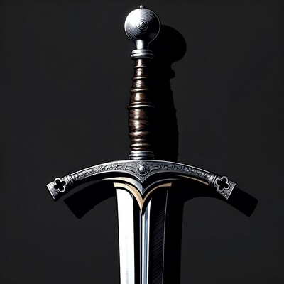 Medieval Sword on Black Background
