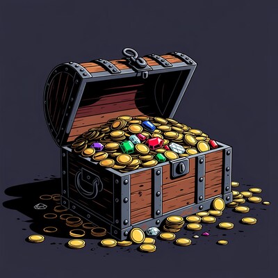 Open Treasure Chest with Gold Coins