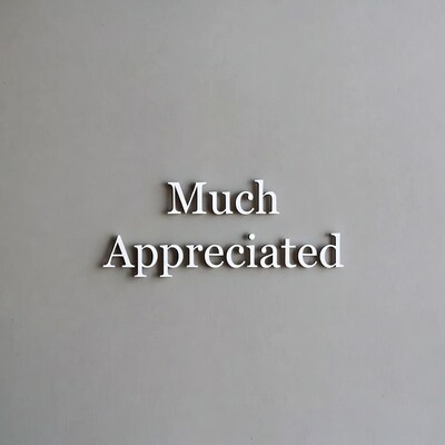 Much Appreciated 3D Letters on Gray Wall