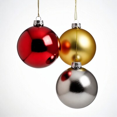 Red gold silver Christmas ornaments hanging