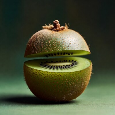 Sliced Kiwi Fruit on Green Background
