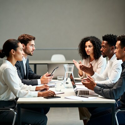 Diverse team in business meeting