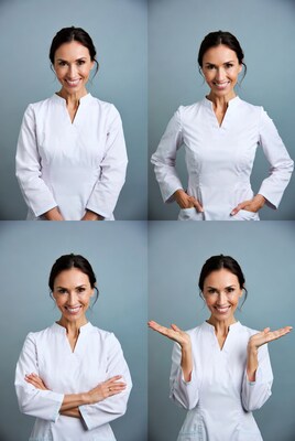 Smiling woman in white nurse uniform