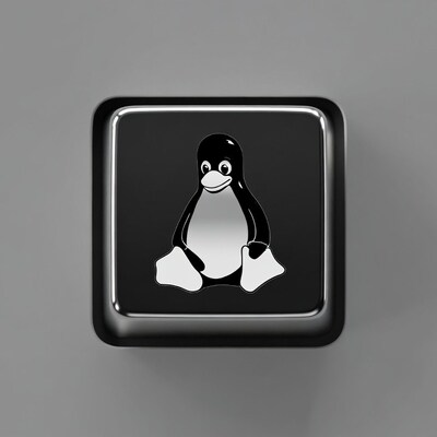 Tux penguin on black key