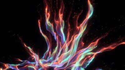 Vibrant Neon Fire Flames on Black
