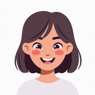 Smiling Asian girl illustration