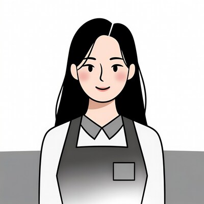 Asian woman in apron illustration