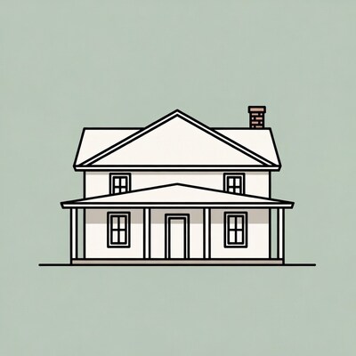 Line art house with porch