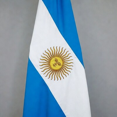 Argentine Flag with Sun Emblem