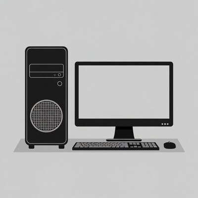 Desktop computer with monitor keyboard mouse