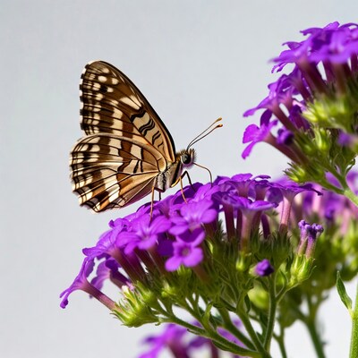 Butterfly on purple flowers