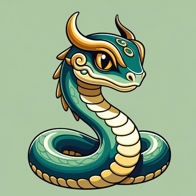 Cute teal dragon snake illustration