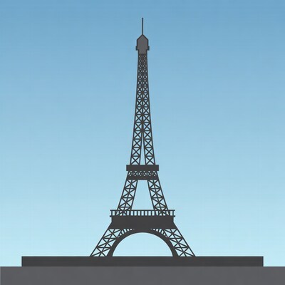 Eiffel Tower silhouette on blue sky