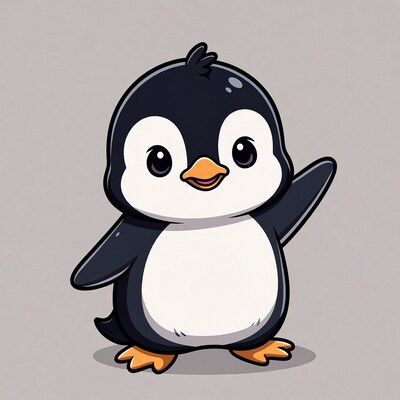 Cute cartoon penguin waving