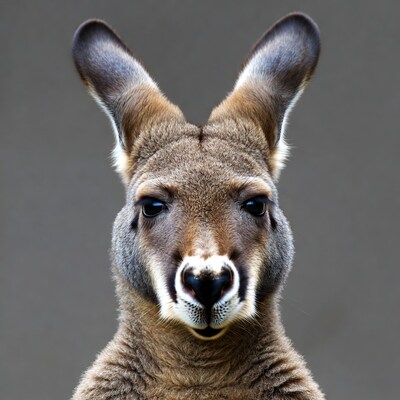 Closeup kangaroo face with big ears