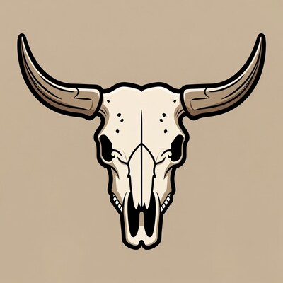 Longhorn Skull Illustration