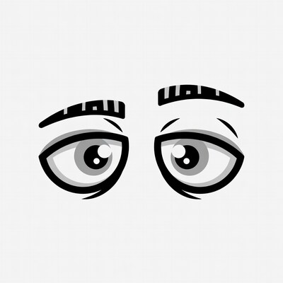 Cartoon eyes with raised eyebrows