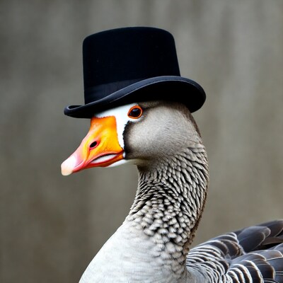 Goose wearing top hat