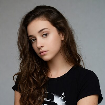 Young woman in music t-shirt