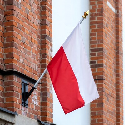 Polish Flag on Brick Wall