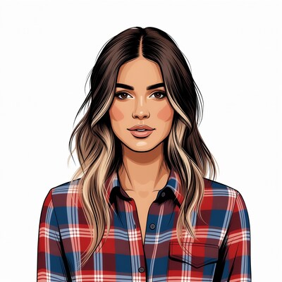 Woman in plaid shirt illustration