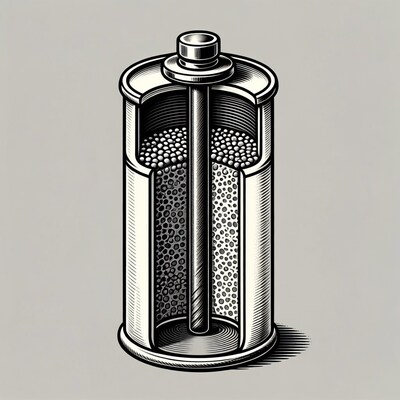 Cutaway illustration of battery with beads