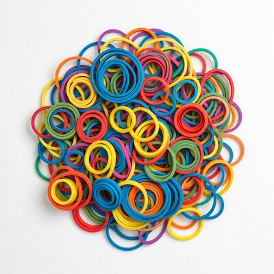 Colorful rubber bands pile