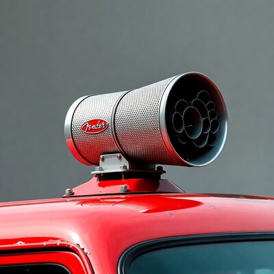 Fender Super Bullet Horn on Red Car
