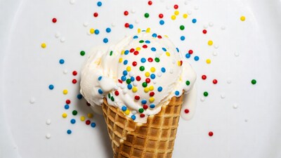 Ice cream cone with rainbow sprinkles