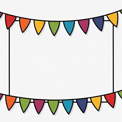 Colorful Triangle Bunting Border Illustration