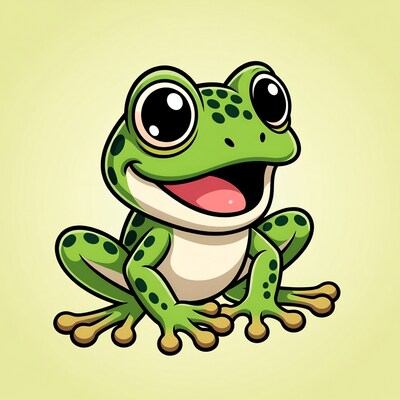 Cute cartoon frog smiling