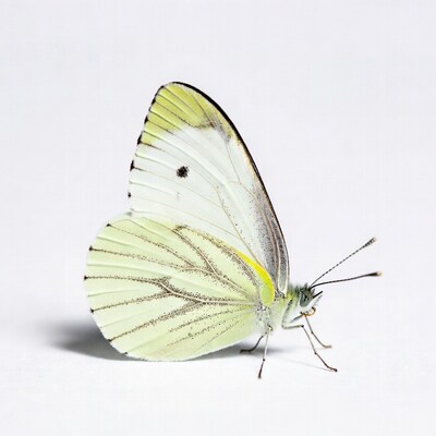 White butterfly on white background