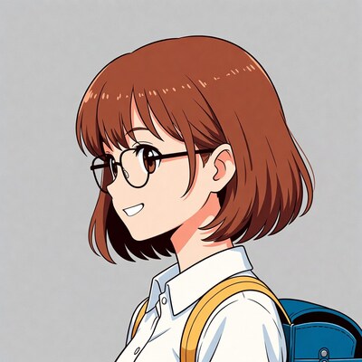 Anime girl with glasses and backpack