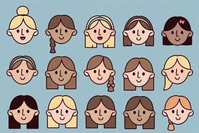 Diverse Cartoon Girls Smiling