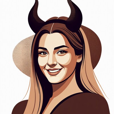 Woman with devil horns illustration