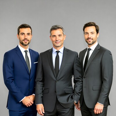 Three men in suits standing together