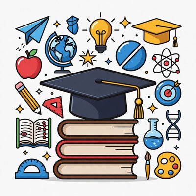 Graduation Cap on Books Illustration