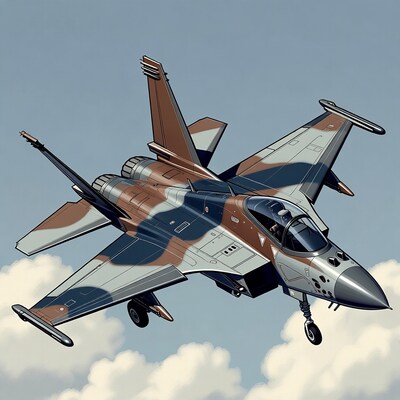 Fighter Jet Flying in Clouds
