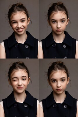 Girl with various facial expressions
