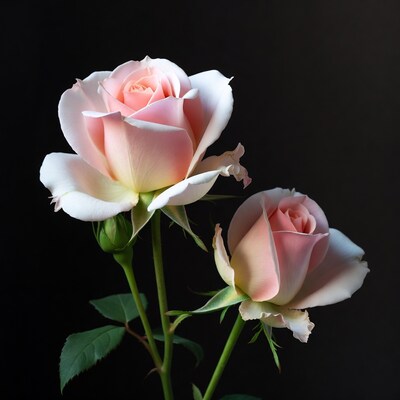 Pink Roses on Black Background