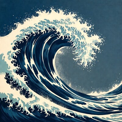 Great Wave crashing dramatically