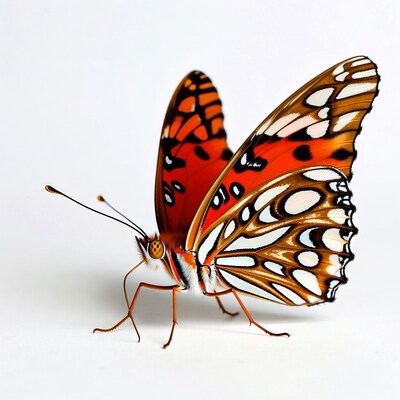 Orange White Morpho Butterfly Wings Spread